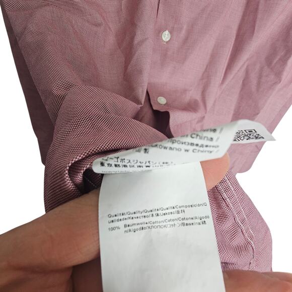 Boss Hugo Boss Dress Shirt Red Sharp Fit Button Front Long Sleeve Men 32/33 - Picture 8 of 9